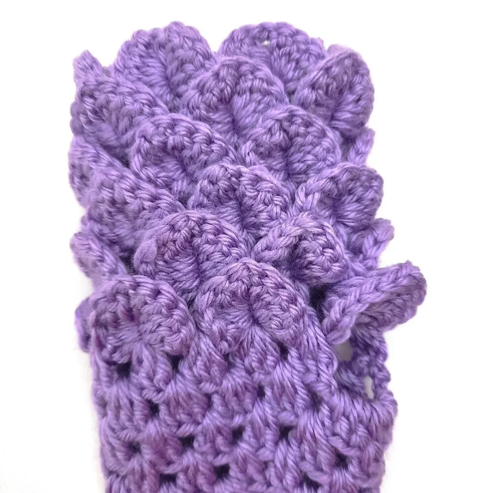Crochet Dragon Scale Fingerless Gloves Handmade Purple Texting Crocodile Stitch